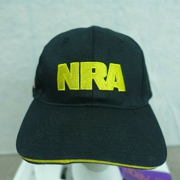 NRA Cap Hat Usa Black Yellow 100% Cotton Adjustable - Picture 1 of 3
